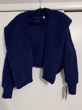 Jill Martin Classic Cropped Sherpa Lounger Jacket Indigo - Size M/L